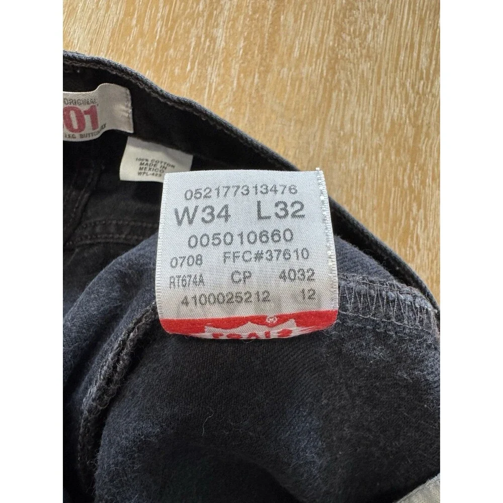 Levis 501 Original Fit Jeans Mens 34x32 Faded Black Denim Straight Button Fly